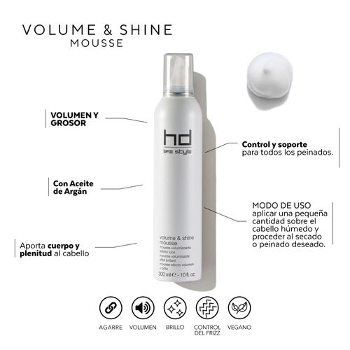 Mousse FARMAVITA HD - volumen y brillo 300 ml