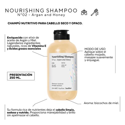 Shampoo FARMAVITA N 02 - argán y miel cabello seco 250 ml