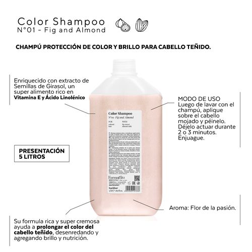 Shampoo FARMAVITA color N 01 para cabello teñido higo y almendras 5 lts